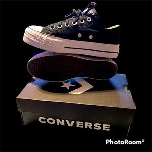 converse: black, platform, low tops